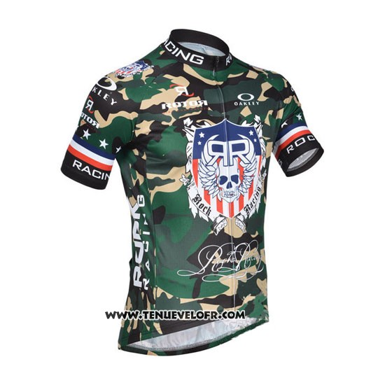 2010 Maillot Ciclismo Rock Racing Jaune et Vert Manches Courtes et Cuissard